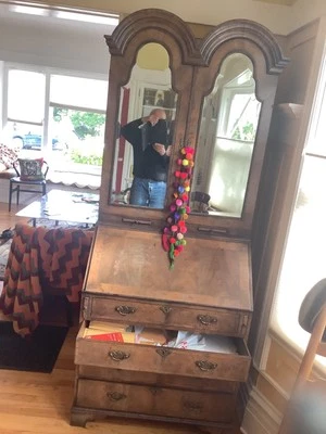 Mirrored Writing Desk With Four Drawers - Image 1 of 4