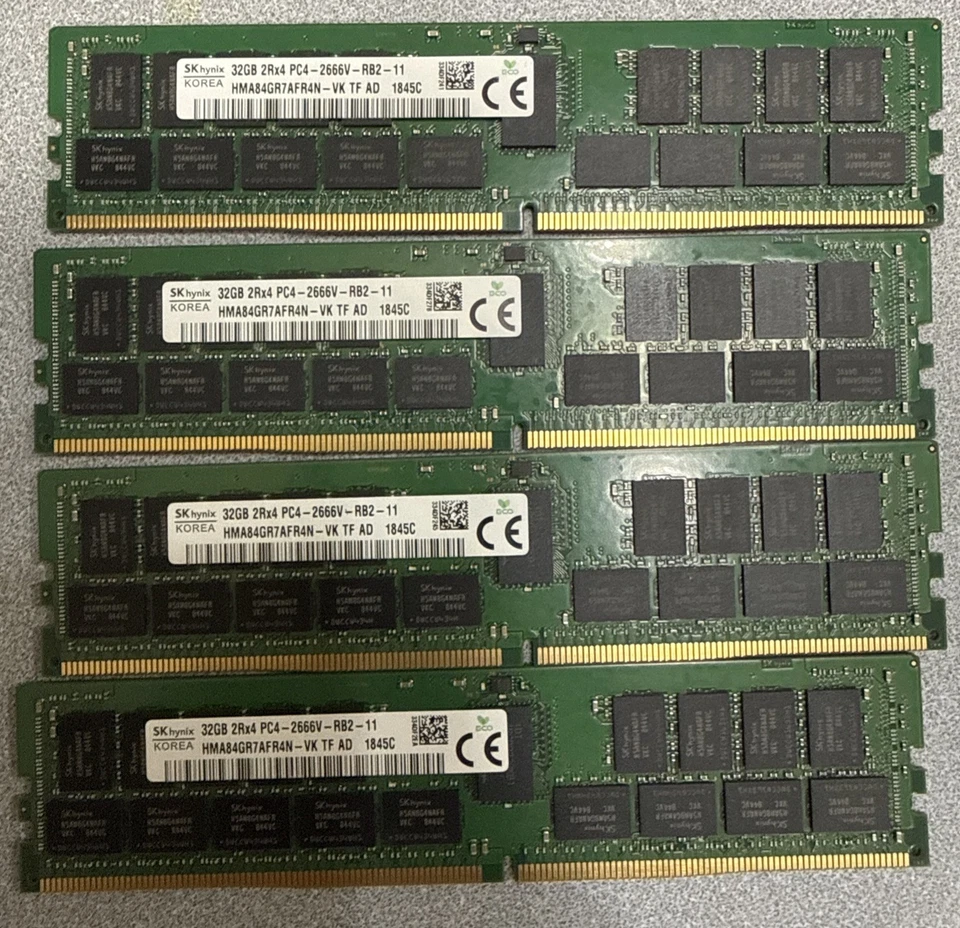 HYNIX 32GB (4X32GB) 2RX4 PC4-2666V-RB2 ECC RDIMM SERVER MEMORY HMA84GR7AFR4N-VK - Image 1 of 1