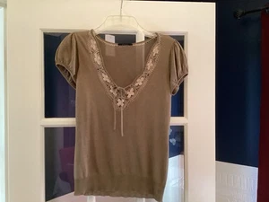 Ellie Tahari Knit Short Sleeve Sweater Xs - Picture 1 of 8
