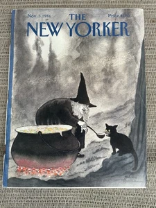 New Yorker Magazine November 3, 1986 Charles Addams Halloween Witch Black Cat - Picture 1 of 2