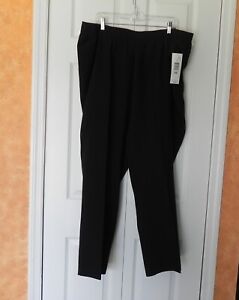 Alia Womens 24W Black Elastic-Waist Pull-On Polyester Pants