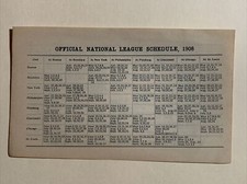 Official National League & American Association Schedule 1908 Baseball 4X6