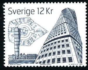 Sweden 2009 Swedish peaks; arcitecture Turning Torso 4-sided perforation. MNH - Picture 1 of 1