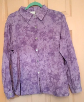 Blusa Susan Graver I Estilo Púrpura Grande 💯% Algodón Manga Larga Foto 1 de 4