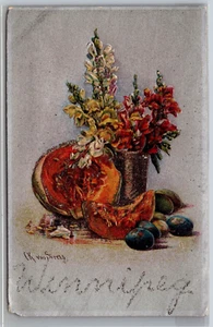 Postcard Manitoba Winnipeg MB Snapdragons Cantaloupe Melon Mica AS CK von Sivers - Picture 1 of 2