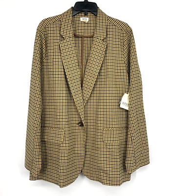 Blazer a.n.a Mujer Talla XXL Marrón Guinga Cuadros Botón Único Frontal Nuevo con Etiquetas Foto 1 de 4