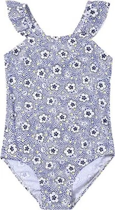 GIRLS toddler summer spring pool blue floral pattern swimsuit  (3-4T) - Picture 1 of 4