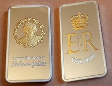 Queen Elizabeth II Gold Silver Bar London Royalty Retro England Great Britain of