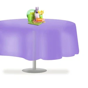 Lavender 12 Pack Premium Disposable Plastic Tablecloth 84" Inch Round Table C... - Picture 1 of 3