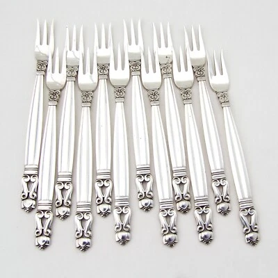 Acorn 12 Cocktail Forks Set Georg Jensen Sterling Silver No Mono - Image 1 of 3