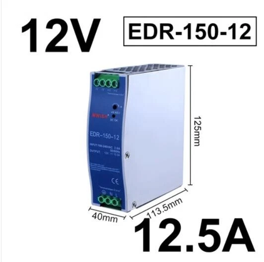 1PCS Meanwell EDR-150-12 V12.5A150W AC to DC track switching power supply new - Image 1 of 1