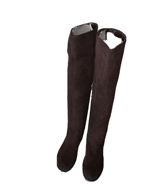 RSVP Over-the-knee brown suede boots. Side Zipper. Size 8. - Imagem 1 de 4