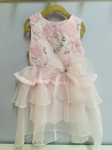 Roem Girls Size 5 (120 cm) Pink Flower Overlay Tulle Party Dress Gown - Picture 1 of 4