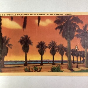 California Postcard Early 1900s Santa Barbra Cabrilla Boulevard Yacht Harbor - Picture 1 of 5