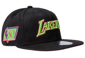 Mitchell & Ness Los Angeles Lakers Color Bomb Fitted Cap Hat Black Pink UV 7 3/8 - Picture 1 of 9