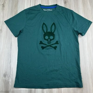 Psycho Bunny Graphic Tee Mens Size 5 Green Terry Logo 100% Cotton - Picture 1 of 11