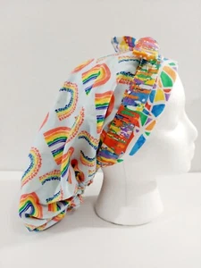 Scrub Cap, Women's Bouffant Cap, Surgery Hat, Surgical Cap, Rainbows - Picture 1 of 10