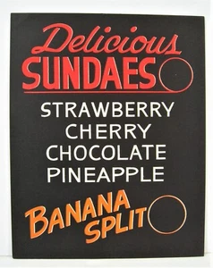 Vintage Sundaes / Diner Country Store Cardboard 11x14 Window Sign Old Stock - Picture 1 of 1