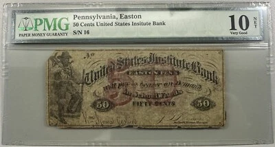 ND Pennsylvania, Easton 50 Cents PMG 10 NET - RARE VARIETY OBSOLETE FRACTIONAL - Image 1 of 2