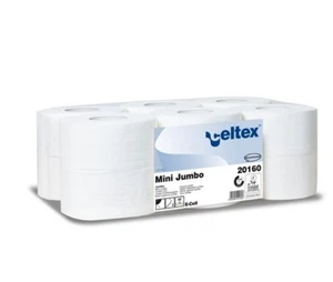 CARTA IGIENICA JUMBO MINI PURA CELLULOSA ROTOLO 160 MT 2 VELI CELTEX 12 ROTOLI - Foto 1 di 1