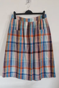 Seasalt Multiolour Check Skirt Size 14 Long Midi Cotton Susan Summer Spring - Picture 1 of 7