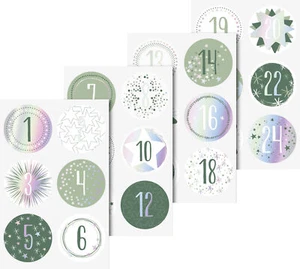 HEYDA Sticker Adventszahlen Ø4cm 24 Stück selbstklebend gold/rot Adventskalender - Bild 1 von 17