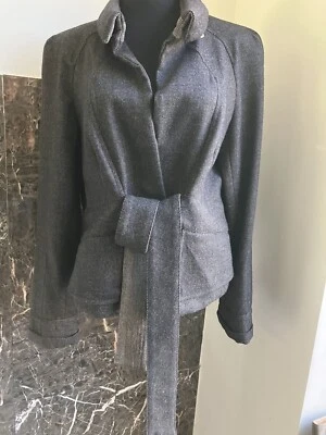 CHAQUETA VINTAGE DE LANA/CACHEMIRA CHRISTIAN LACROIX - FORRADA DE SEDA, CINTURA CON CINTURÓN -46. Foto 1 de 4