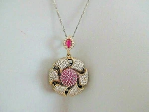 SILBER ANHÄNGER / KETTE ° 925 / 1000 ° RUBIN / KRISTALL STEINE ° Silberschmuck ° - Bild 1 von 12