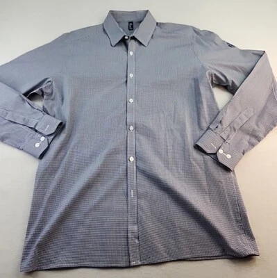 Camisa de algodón manga larga grande a cuadros azul con logotipo de Ben E Keith para hombre Foto 1 de 4