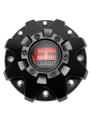 Tapa Havok negra mate / perno cromado / tapa central de rueda con logotipo rojo CBH103-A2P Foto 1 de 3