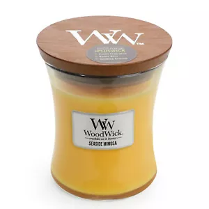 WOODWICK SEASIDE MIMOSA SOY WAX HIGH-QUALITY CANDLE - Medium 12cm **NEW** - Picture 1 of 3