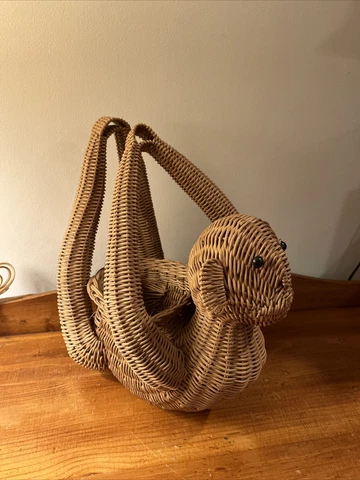 Rare Hanging Monkey Basket Wicker Woven Rattan Mario Lopez Torres? Excellent Cover
