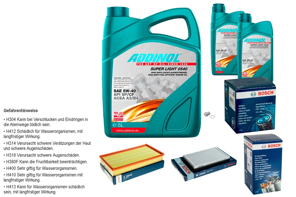 Bosch Inspección Set 7L Addinol Super Light 5W-40 para Volvo V70 I P80 _ 2.5 - Imagen 1 de 1