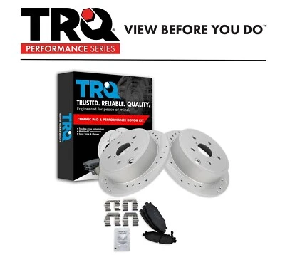 TRQ Rear Ceramic Brake Pad & Performance Rotor Kit for 2015-2019 Subaru WRX - Image 1 of 4