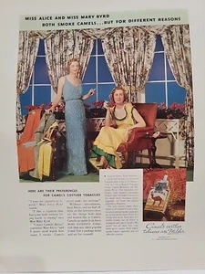 1934 Kamelzigaretten Fortune Mag Druck Anzeige Frauen Rauchende Miss Alice Mary Byrd - Bild 1 von 2