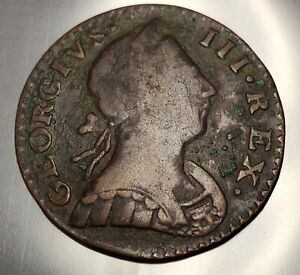 1776 Machins Mill Colonial Rare Copper Coin Vg+ Details