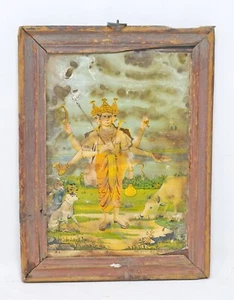 Vintage Paper Litho Print God Brahma Subject Ravi Varma Press Original Old - Picture 1 of 3