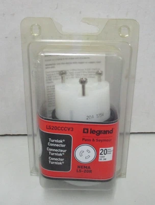 Conector de bloqueo industrial Legrand Turnlok de 20 amperios - L520CCCV3 - NEMA L5-20R Foto 1 de 2