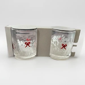 NEW Anthropologie Dupe RED BOW Icon Juice Glass Whiskey Cups Viral SET OF 2 - Picture 1 of 2