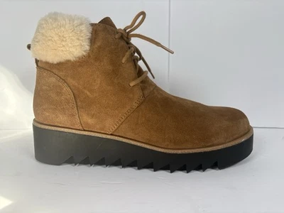 Botín de cuña Eileen Fisher para mujer talla 7 Kenille deportivo gamuza piel de oveja marrón Foto 1 de 4