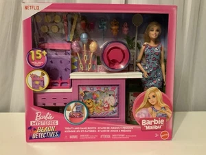 Barbie Mysteries Beach Detectives Malibu Doll & Cotton Candy Game Booth Playset - Picture 1 of 20
