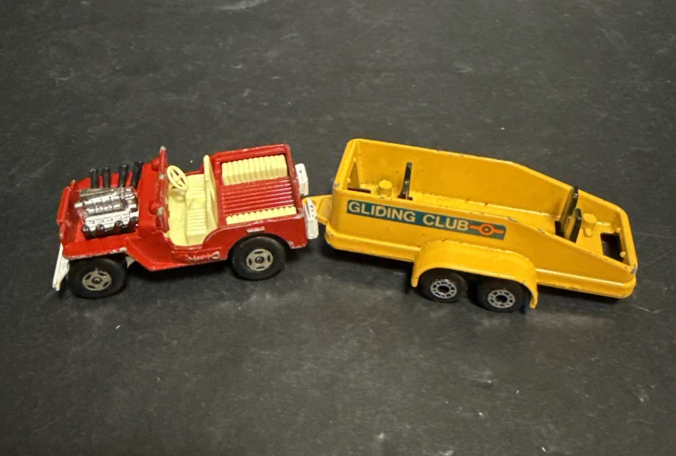 Matchbox Lesney Superfast N-2 Jeep Hot Rod And Glider Transport Trailer Vintage - Image 1 of 4