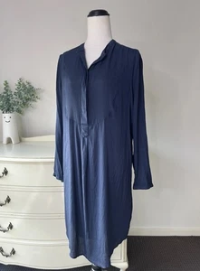 SKIN AND THREADS Size 1 Women’s Silk Navy Long Sleeve Shift Dress AU 8/10 - Picture 1 of 11