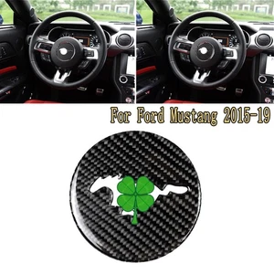 Carbon Fiber Inner Steering Wheel Decorative Fairing for Ford Mustang 2015-2019 - Picture 1 of 11