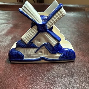 Delft T'S Blauw Serviettenhalter blau weiß Windmühle Keramik - Bild 1 von 7
