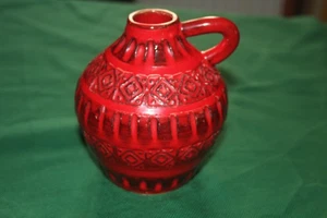 Vintage 70er Keramik Vase von Aldo Londi für Bitossi Rimini Rot - Bild 1 von 9