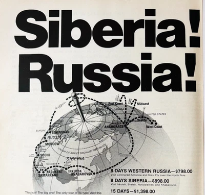 1972 Alaska Airlines Advertisement Russia Siberia Aviation Vintage DWW10D - Image 1 of 2
