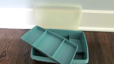 Vintage Tuppercraft Stow-n-Go #767-2 Craft Sewing Tackle Box Container Blue EUC - Image 1 of 4