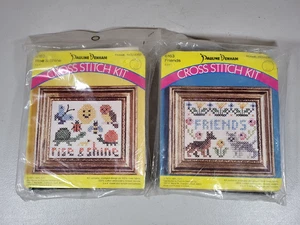 Menge 2 Columbia Minerva Kreuzstich Kits #6162 Rise & Shine #6163 Friends - Bild 1 von 6