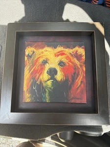 Kunst von Diane Whitehead Big Sky Carvers buntes 12 Zoll quadratisches Bild von Braunbär - Bild 1 von 8